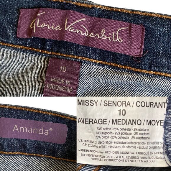 Gloria Vanderbilt Amanda Classic Straight Leg Blue Jeans Women's Size 10 Preppy - Picture 14 of 16